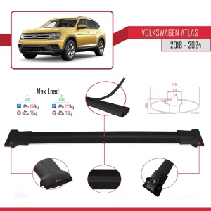 Volkswagen Atlas 2018 ve Sonrası ile Uyumlu FLY Model Ara Atkı Tavan Barı SİYAH thumb 4