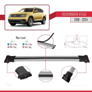 Volkswagen Atlas 2018 ve Sonrası ile Uyumlu FLY Model Ara Atkı Tavan Barı GRİ thumb 4