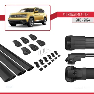 Volkswagen Atlas 2018 ve Sonrası ile uyumlu ACE-1 Ara Atkı Tavan Barı SİYAH 3 ADET BAR thumb 5