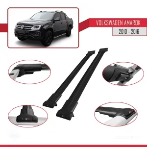 Volkswagen Amarok 2010-2016 Arası ile uyumlu FLY Model Ara Atkı Tavan Barı SİYAH thumb 5