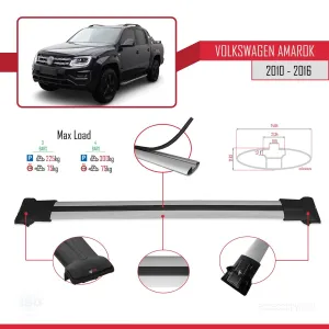 Volkswagen Amarok 2010-2016 Arası ile Uyumlu FLY Model Ara Atkı Tavan Barı GRİ 3 ADET BAR thumb 4