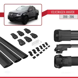 Volkswagen Amarok 2010-2016 Arası ile uyumlu ACE-1 Ara Atkı Tavan Barı SİYAH 3 ADET BAR thumb 5