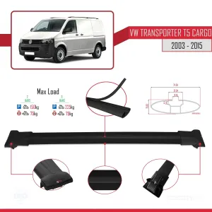 Volkswagen (T5) 2003-2015 Arası ile uyumlu FLY Model Ara Atkı Tavan Barı SİYAH thumb 4