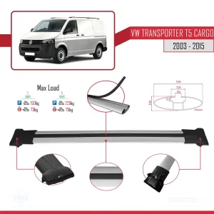 Volkswagen (T5) 2003-2015 Arası ile uyumlu FLY Model Ara Atkı Tavan Barı GRİ thumb 4