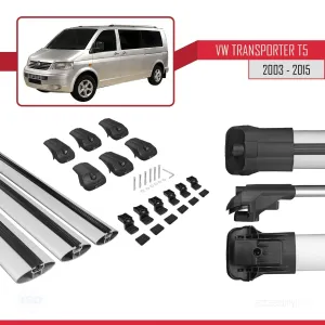 Volkswagen (T5) 2003-2015 Arası ile uyumlu ACE-1 Ara Atkı Tavan Barı GRİ 3 ADET BAR thumb 5