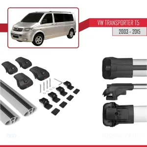 Volkswagen (T5) 2003-2015 Arası ile uyumlu ACE-1 Ara Atkı Tavan Barı GRİ thumb 5
