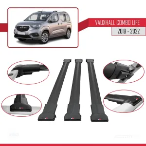 Vauxhall Combo Life 2019-2022 Arası ile Uyumlu FLY Model Ara Atkı Tavan Barı SİYAH 3 ADET BAR thumb 4