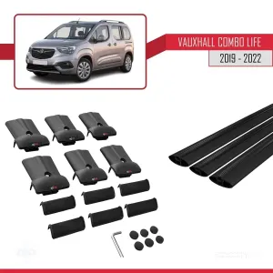 Vauxhall Combo Life 2019-2022 Arası ile Uyumlu FLY Model Ara Atkı Tavan Barı SİYAH 3 ADET BAR thumb 5