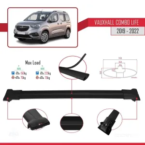 Vauxhall Combo Life 2019-2022 Arası ile Uyumlu FLY Model Ara Atkı Tavan Barı SİYAH thumb 3