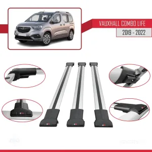 Vauxhall Combo Life 2019-2022 Arası ile Uyumlu FLY Model Ara Atkı Tavan Barı GRİ 3 ADET BAR thumb 4