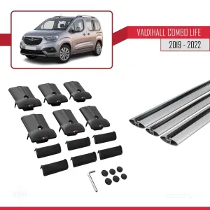 Vauxhall Combo Life 2019-2022 Arası ile Uyumlu FLY Model Ara Atkı Tavan Barı GRİ 3 ADET BAR thumb 5