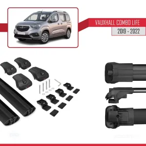 Vauxhall Combo Life 2019-2022 Arası ile uyumlu ACE-1 Ara Atkı Tavan Barı SİYAH thumb 5