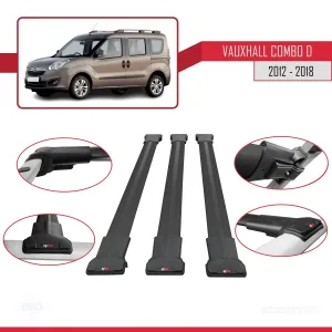 Vauxhall Combo D 2012-2018 Arası ile Uyumlu FLY Model Ara Atkı Tavan Barı SİYAH 3 ADET BAR thumb 5