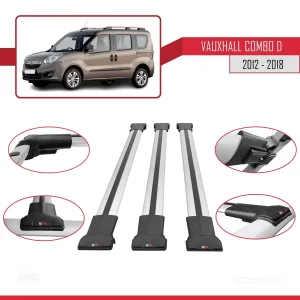 Vauxhall Combo D 2012-2018 Arası ile Uyumlu FLY Model Ara Atkı Tavan Barı GRİ 3 ADET BAR thumb 5