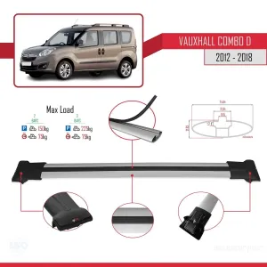 Vauxhall Combo D 2012-2018 Arası ile Uyumlu FLY Model Ara Atkı Tavan Barı GRİ thumb 4