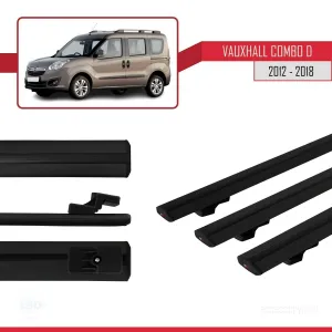 Vauxhall Combo D 2012-2018 Arası ile uyumlu Basic Model Ara Atkı Tavan Barı SİYAH 3 ADET thumb 3