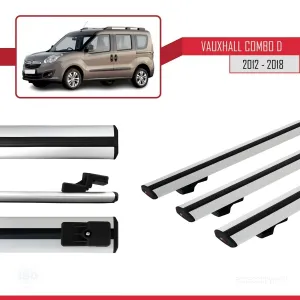 Vauxhall Combo D 2012-2018 Arası ile uyumlu Basic Model Ara Atkı Tavan Barı GRİ 3 ADET thumb 3