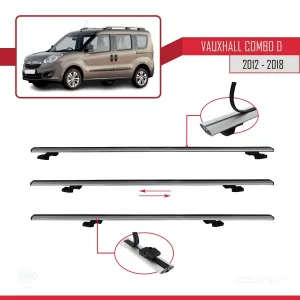 Vauxhall Combo D 2012-2018 Arası ile uyumlu Basic Model Ara Atkı Tavan Barı GRİ 3 ADET thumb 5