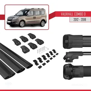 Vauxhall Combo D 2012-2018 Arası ile uyumlu ACE-1 Ara Atkı Tavan Barı SİYAH 3 ADET BAR thumb 5