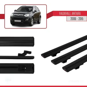 Vauxhall Antara 2006-2015 Arası ile uyumlu Basic Model Ara Atkı Tavan Barı SİYAH 3 ADET thumb 3