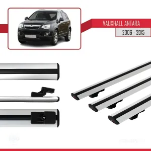 Vauxhall Antara 2006-2015 Arası ile uyumlu Basic Model Ara Atkı Tavan Barı GRİ 3 ADET thumb 3