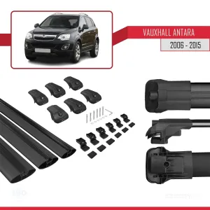 Vauxhall Antara 2006-2015 Arası ile uyumlu ACE-1 Ara Atkı Tavan Barı SİYAH 3 ADET BAR thumb 5