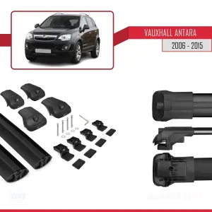 Vauxhall Antara 2006-2015 Arası ile uyumlu ACE-1 Ara Atkı Tavan Barı SİYAH thumb 5