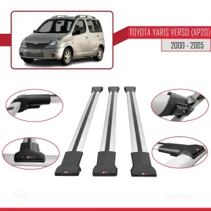 Toyota Yaris Verso (XP20) 2000-2005 Arası ile Uyumlu FLY Model Ara Atkı Tavan Barı GRİ 3 ADET BAR thumb 5