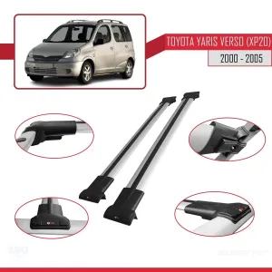 Toyota Yaris Verso (XP20) 2000-2005 Arası ile Uyumlu FLY Model Ara Atkı Tavan Barı GRİ thumb 5