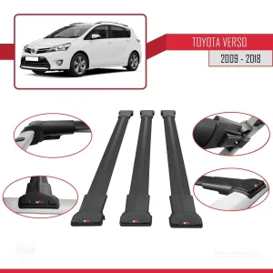 Toyota Verso 2009-2018 Arası ile Uyumlu FLY Model Ara Atkı Tavan Barı SİYAH 3 ADET BAR thumb 5