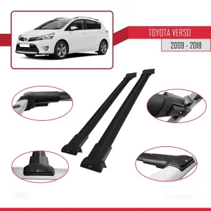 Toyota Verso 2009-2018 Arası ile uyumlu FLY Model Ara Atkı Tavan Barı SİYAH thumb 5