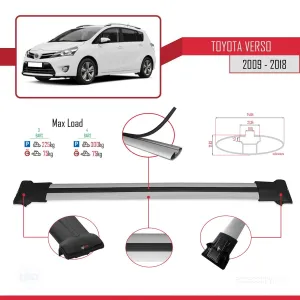 Toyota Verso 2009-2018 Arası ile uyumlu FLY Model Ara Atkı Tavan Barı GRİ 4 ADET BAR thumb 4