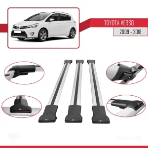 Toyota Verso 2009-2018 Arası ile Uyumlu FLY Model Ara Atkı Tavan Barı GRİ 3 ADET BAR thumb 5