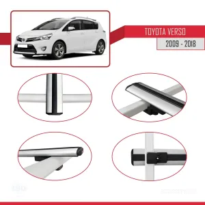 Toyota Verso 2009-2018 Arası ile uyumlu Basic Model Ara Atkı Tavan Barı GRİ 3 ADET thumb 4