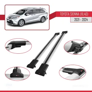 Toyota Sienna (XL40) 2021 ve Sonrası ile Uyumlu FLY Model Ara Atkı Tavan Barı GRİ thumb 5