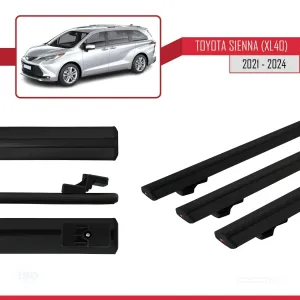 Toyota Sienna (XL40) 2021 ve Sonrası ile uyumlu Basic Model Ara Atkı Tavan Barı SİYAH 3 ADET thumb 5