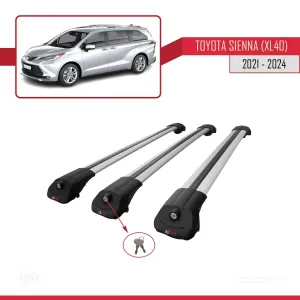 Toyota Sienna (XL40) 2021 ve Sonrası ile uyumlu ACE-1 Ara Atkı Tavan Barı GRİ 3 ADET BAR thumb 4