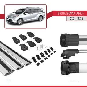 Toyota Sienna (XL40) 2021 ve Sonrası ile uyumlu ACE-1 Ara Atkı Tavan Barı GRİ 3 ADET BAR thumb 5