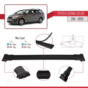 Toyota Sienna (XL30) 2011-2020 Arası ile Uyumlu FLY Model Ara Atkı Tavan Barı SİYAH thumb 4