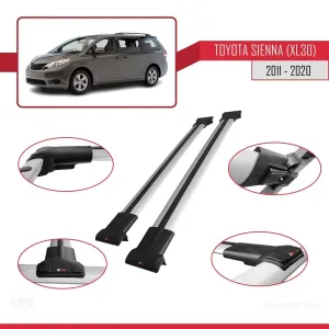 Toyota Sienna (XL30) 2011-2020 Arası ile Uyumlu FLY Model Ara Atkı Tavan Barı GRİ thumb 5