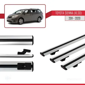 Toyota Sienna (XL30) 2011-2020 Arası ile uyumlu Basic Model Ara Atkı Tavan Barı GRİ 3 ADET thumb 3