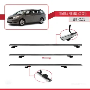 Toyota Sienna (XL30) 2011-2020 Arası ile uyumlu Basic Model Ara Atkı Tavan Barı GRİ 3 ADET thumb 5