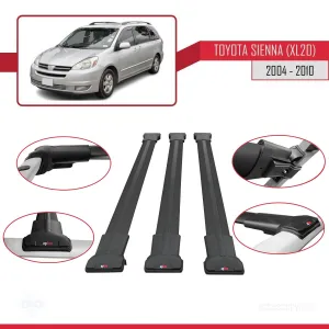 Toyota Sienna (XL20) 2004-2010 Arası ile Uyumlu FLY Model Ara Atkı Tavan Barı SİYAH 3 ADET BAR thumb 5