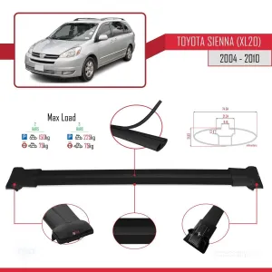 Toyota Sienna (XL20) 2004-2010 Arası ile Uyumlu FLY Model Ara Atkı Tavan Barı SİYAH thumb 4