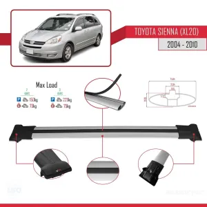 Toyota Sienna (XL20) 2004-2010 Arası ile Uyumlu FLY Model Ara Atkı Tavan Barı GRİ thumb 4