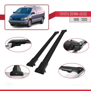 Toyota Sienna (XL10) 1998-2003 Arası ile Uyumlu FLY Model Ara Atkı Tavan Barı SİYAH thumb 5