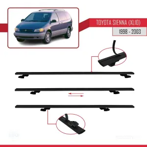Toyota Sienna (XL10) 1998-2003 Arası ile uyumlu Basic Model Ara Atkı Tavan Barı SİYAH 3 ADET thumb 5