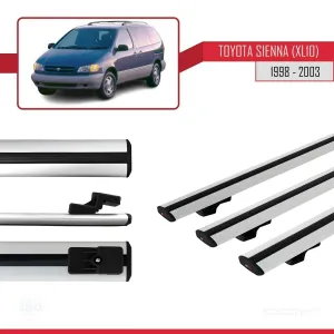 Toyota Sienna (XL10) 1998-2003 Arası ile uyumlu Basic Model Ara Atkı Tavan Barı GRİ 3 ADET thumb 3
