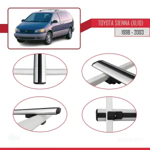 Toyota Sienna (XL10) 1998-2003 Arası ile uyumlu Basic Model Ara Atkı Tavan Barı GRİ 3 ADET thumb 4