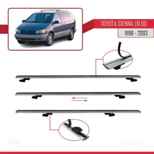 Toyota Sienna (XL10) 1998-2003 Arası ile uyumlu Basic Model Ara Atkı Tavan Barı GRİ 3 ADET thumb 5